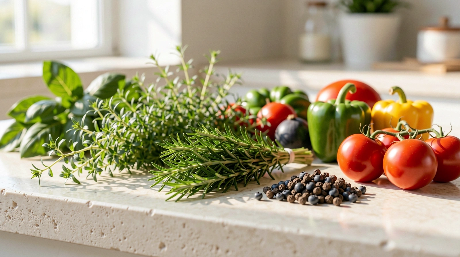 Frische Kräuter und Saisongemüse